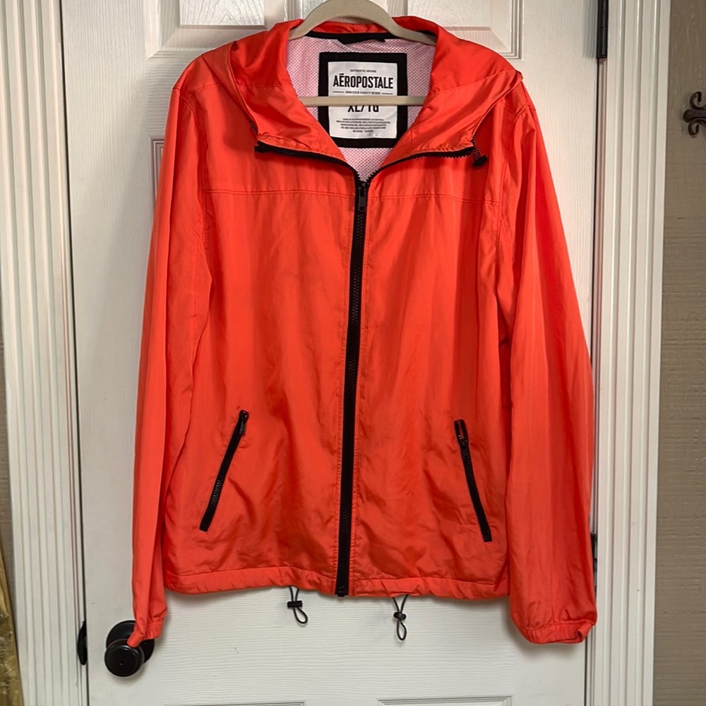 Aeropostale size XL light jacket. (Windbreaker) Orange/ black. Used!